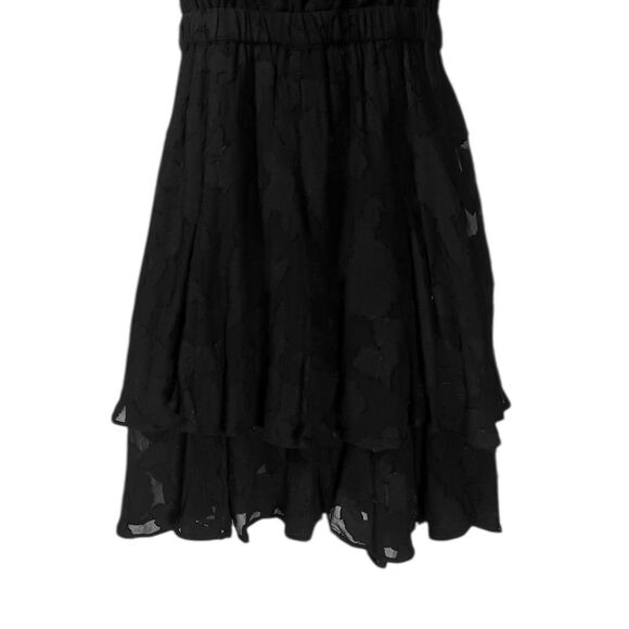 Cleobella Women's Dress Black Floral Tiered Short Sleeve Belted Fit Flare Mini S - Picture 5 of 8